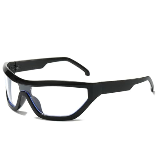 ETETGVG Retro-Luxus-Sonnenbrille aus einem Stück für Damen und Herren, Punk, Outdoor, UV400 (schwarz, transparent) von ETETGVG