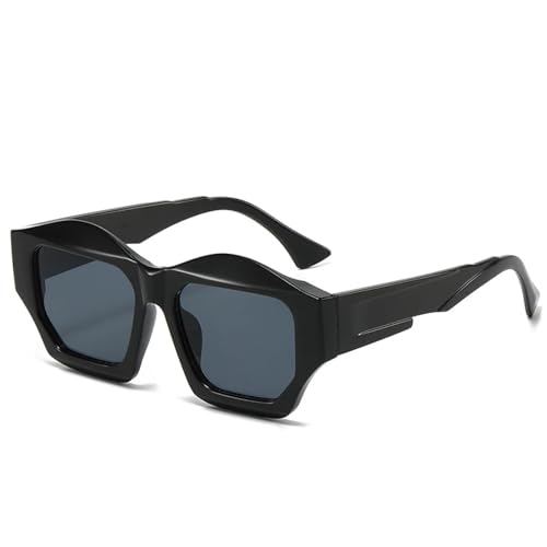 ETETGVG Retro-Sonnenbrille für Damen und Herren, luxuriös, unregelmäßig, für den Außenbereich, UV400 (schwarz/grau) von ETETGVG