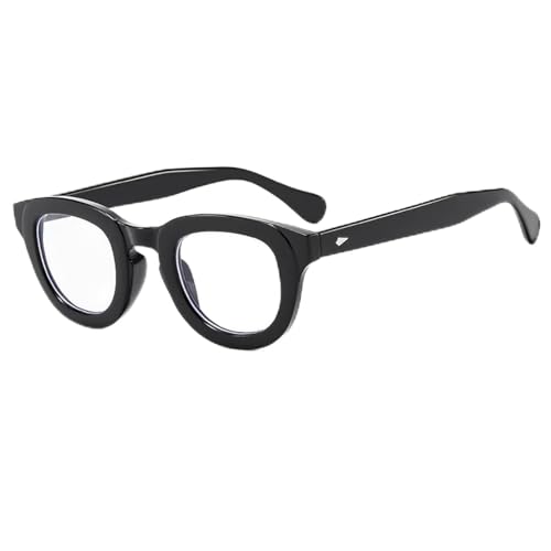 ETETGVG Runde Retro-Sonnenbrille für Damen und Herren, luxuriös, mit Nieten, trendig, fürs Autofahren im Freien, UV40 (schwarz, transparent) von ETETGVG
