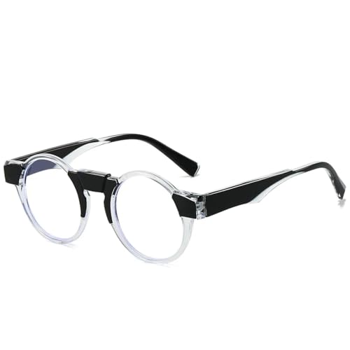 ETETGVG Runde Sonnenbrille für Damen und Herren, Retro-Trend, luxuriöser kleiner Rahmen, für Outdoor-Aktivitäten, Reisen, Fahren, UV400 (schwarz, klar) von ETETGVG