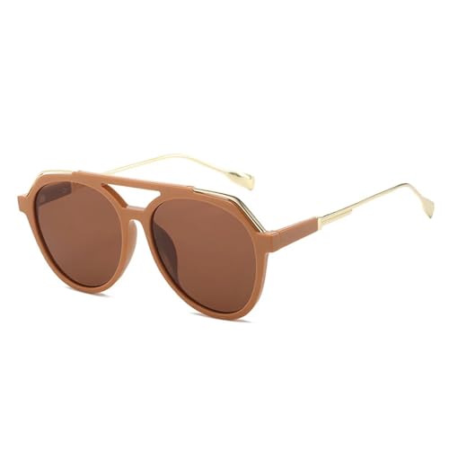 ETETGVG Sonnenbrille für Damen und Herren, Retro, Doppelsteg, fürs Autofahren im Freien, UV400 (Goldbraun) von ETETGVG
