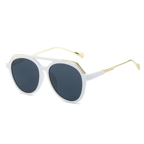 ETETGVG Sonnenbrille für Damen und Herren, Retro, Doppelsteg, fürs Autofahren im Freien, UV400 (Goldgrau) von ETETGVG