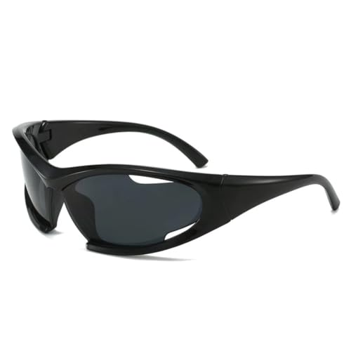 ETETGVG Sport-Punk-Sonnenbrille für Damen und Herren, Retro, Luxus, Outdoor, Radfahren, UV400 (Schwarz/Grau) von ETETGVG