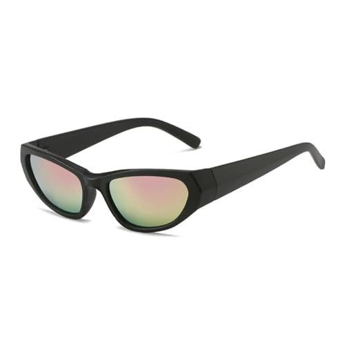 ETETGVG Sport-Sonnenbrille für Damen und Herren, Punk-Trend, Luxus, Katzenauge, Radfahren, UV400 (Schwarz/Pink) von ETETGVG