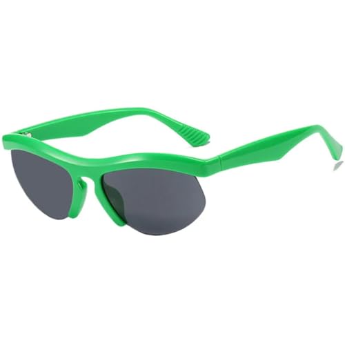 ETETGVG Steam Punk Halbrahmen-Sonnenbrille für Damen und Herren, Luxus-Straßenfotografie, Reisen, UV400 (Grün-Grau) von ETETGVG