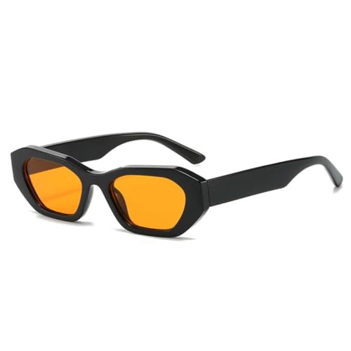 ETETGVG Trendige, luxuriöse kleine Cat-Eye-Sonnenbrille für Männer und Frauen im Freien und auf Reisen, UV400 (Schwarz-Orange) von ETETGVG