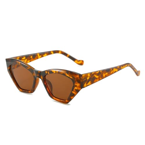 ETETGVG Trendige Cat-Eye-Sonnenbrille für Damen und Herren, Vintage, luxuriös, kleiner Rahmen, für Damen, Sommerreisen, UV400 (Leopardenbraun) von ETETGVG