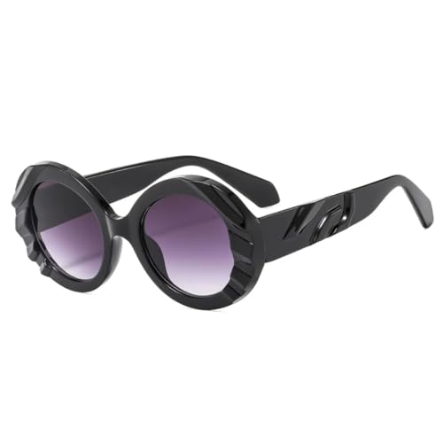 ETETGVG Trendy Punk Oversized Sonnenbrille mit rundem Rahmen für Damen und Herren zum Autofahren und Reisen, UV400 (Schwarz, Farbverlauf, Grau) von ETETGVG
