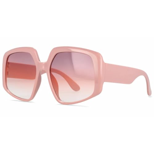 ETETGVG Übergroße Sonnenbrille für Damen und Herren, Vintage, großer Rahmen, modisch (C4PinkLila) von ETETGVG