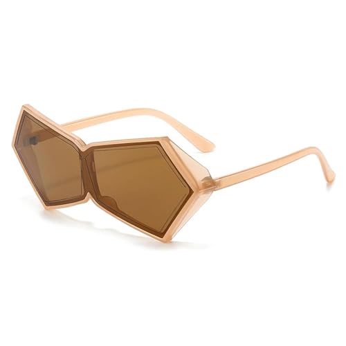 ETETGVG Unregelmäßige Polygon-Sonnenbrille für Damen und Herren, Retro-Gläser, fürs Autofahren im Freien, UV400 (Teebraun) von ETETGVG