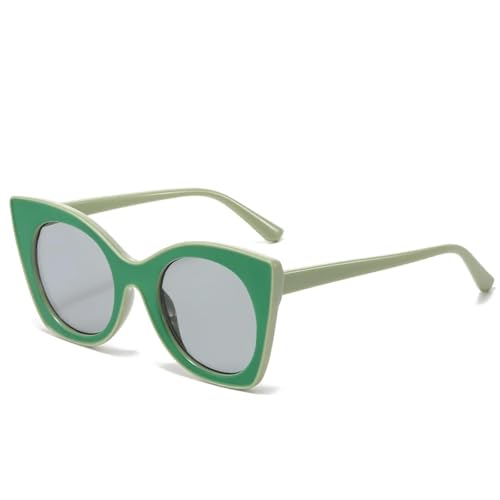 ETETGVG Vintage Cat Eye Sonnenbrille für Männer und Frauen, trendig, für Outdoor- und Reisezwecke, UV400 (Grün-Grau) von ETETGVG