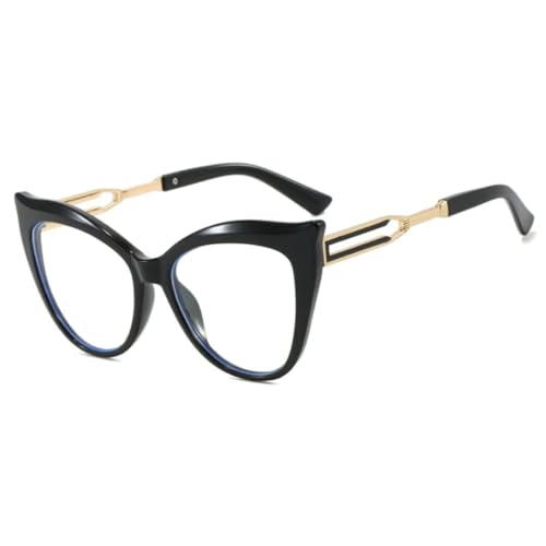 ETETGVG Vintage Luxus Cat Eye Sonnenbrille für Damen und Herren mit ausgehöhlten Metallbeinen, Travel Drive, UV400 (Schwarz Klar) von ETETGVG