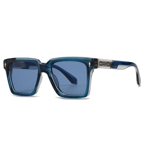 ETETGVG Vintage Nieten Herren Sonnenbrille UV400 Mode Farbverlauf Damen Luxus (Blau Blau) von ETETGVG