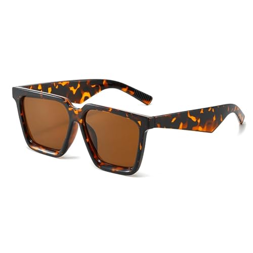 ETETGVG Vintage-Sonnenbrille für Damen und Herren, großer Rahmen, für Straßenfotografie im Freien, UV400 (Leopardenbraun) von ETETGVG