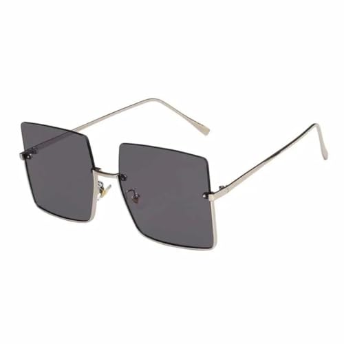 ETETGVG Vintage-Sonnenbrille mit übergroßem Metallrahmen, luxuriös, für Damen und Herren, für Fahrten im Freien, UV400 (Silbergrau) von ETETGVG