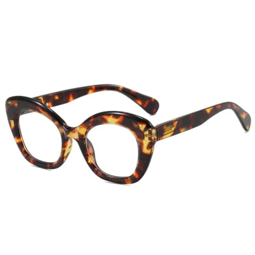Vintage Cat Eye Damen Brillengestell Mode Klare Linse Herren Doppelfarbe (Leopard) von ETETGVG