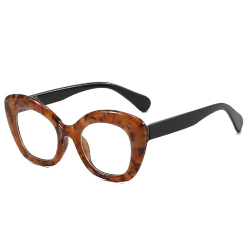 Vintage Cat Eye Damen Brillengestell Mode Klare Linse Herren Doppelfarbe (Leopard Schwarz) von ETETGVG