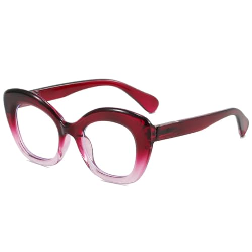 Vintage Cat Eye Damen Brillengestell Mode Klare Linse Herren Doppelfarbe (Lila) von ETETGVG