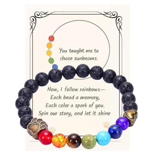ETGlife Gedenkgeschenk für Haustiere, Regenbogenbrücken-Armband für verlorene Hunde und Katzen, 0,8 cm, gemischte Farben, Vulkanstein, Haustier-Beileidsgeschenk, Gedenkarmband für Frauen und Männer ETGlife Gedenkgeschenk für Haustiere, Regenbogenbrücken-Armband für verlorene Hunde und Katzen, 0,8 cm, gemischte Farben, Vulkanstein, Haustier-Beileidsgeschenk, Gedenkarmband für Frauen und Männer von ETGlife