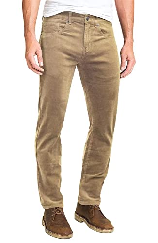 ETHANOL Herren Slim Stretchy Casual Cordhose, Khaki, 38W / 32L von ETHANOL