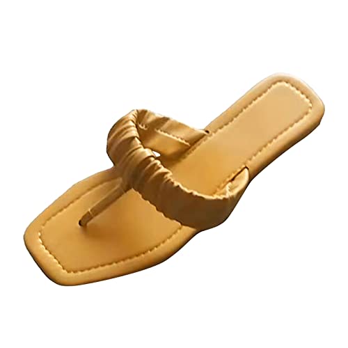 Bunte Schuhe Damen Halbschuhe Mode Frauen Strand Slip On Weiche Sohle Lässige Offene Spitze Rutschfeste Flache Atmungsaktive Flip Flop Hausschuhe Schuhe Sandalen Damenschuhe Winter 42 (Khaki, 41) von ETHKIA