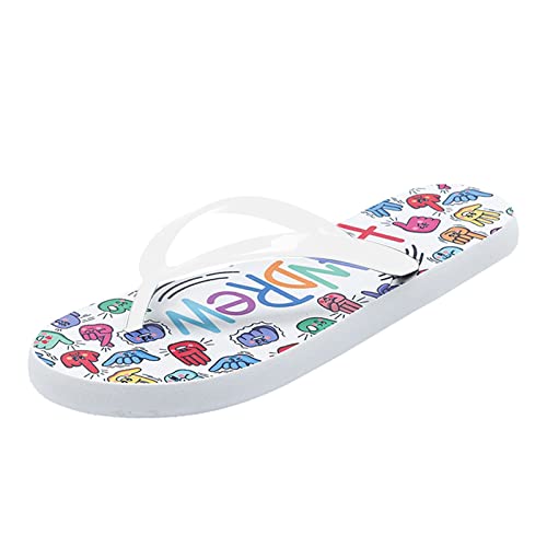 Flip Flops Damen Hochzeit Männer Frauen Flache Sandalen Mode Strand Clip Toe Fischgräten Hausschuhe Wasserdichte Atmungsaktive Nicht Positionierung Druck Hausschuhe Schuhe Senfgelb Damen (White, 38) von ETHKIA