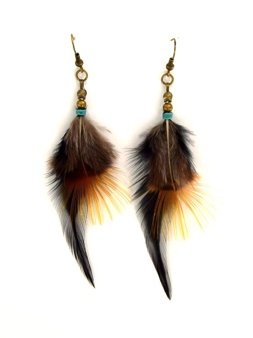 Abequa Ohrringe Mit Schwarzen Und Orangefarbenen Federn Türkisfarbenen Perlen Abequa Ohrringe Mit Schwarzen Und Orangefarbenen Federn Türkisfarbenen Perlen von ETHNICFEATHER