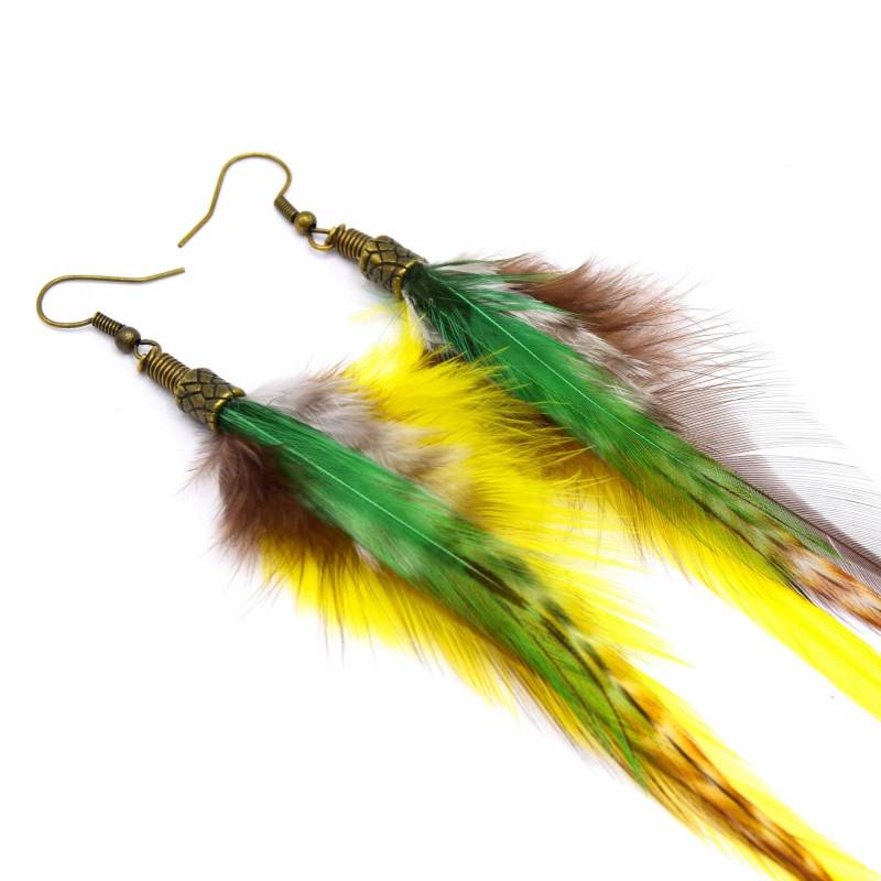 Migina Gelbgrüne Federohrringe Migina Gelbgrüne Federohrringe von ETHNICFEATHER
