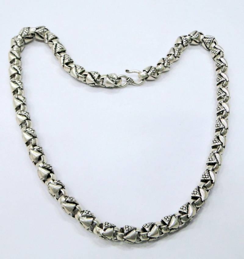 925 Sterling Silber Herren Gliederkette Massive Schwere Halskette 13410 von ETHNICJEWELART