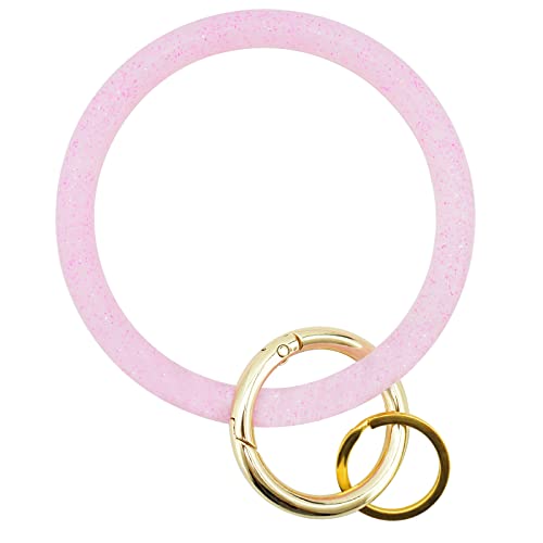 ETHOON Wristlet Keychain Circle Silicone Armreif Keyring Oversized Bracelet Key Ring Holder for Women, Glitzerndes Rosa, Large, Modern ETHOON Wristlet Keychain Circle Silicone Armreif Keyring Oversized Bracelet Key Ring Holder for Women, Glitzerndes Rosa, Large, Modern von ETHOON