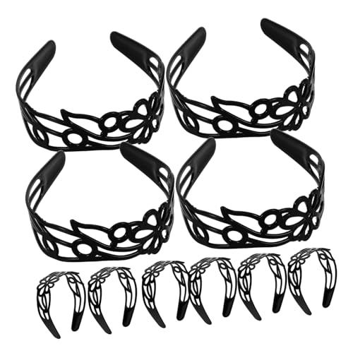 ETHZZLE 12stücke Breites Blumenstirnband Aus Kunststoff Schwarzes Stirnband Mit Blumenmuster Kopfbedeckung Für Damen Vintage-stirnband Für Make-up Und Partylooks von ETHZZLE