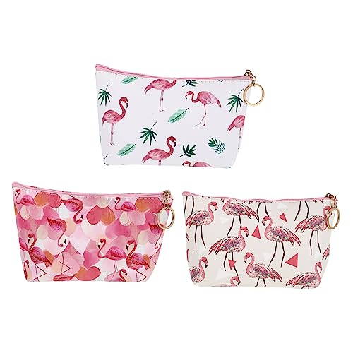 ETHZZLE 3 Stück Flamingo Kosmetiktasche Teiliges wasserdichte Reise Kulturtasche Leicht mit Reißverschluss Tragbare Make Up Tasche für Damen Praktische Aufbewahrung von ETHZZLE