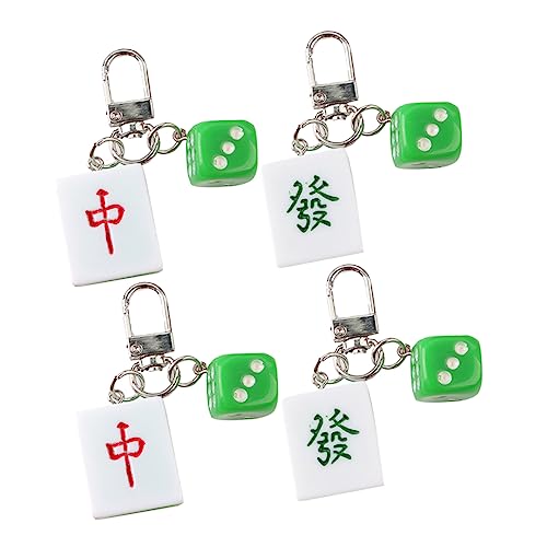 ETHZZLE 4er Satz Mahjong-schlüsselanhänger Chinesischer Stil Schlüsseldekoration Taschenhängeauto Handy Anhänger von ETHZZLE