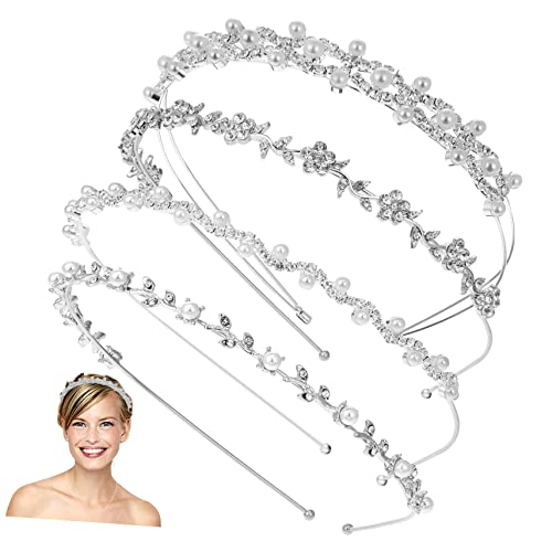 ETHZZLE 4 Stück Teiliges Braut Haarband mit und Perlen Eleganter Haarschmuck für Hochzeit Festival und Fotoshooting Bequemer Sitz Ziehen Fest Fixierte Strasssteine von ETHZZLE