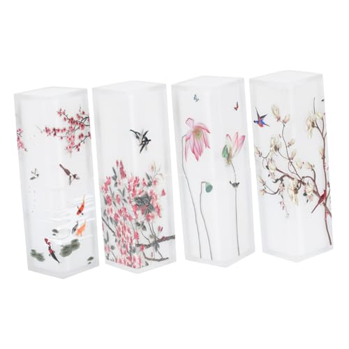 ETHZZLE 4 Stück Teiliges Chinesischer Lippenstiftbehälter Elegante Halbtransparente Matte Lippenpflegedosen Klassische DIY Lip Balm Tubes Praktische Aufbewahrung für Make up Unterwegs von ETHZZLE