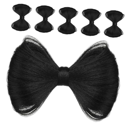 ETHZZLE 6 Stück Haarklammern mit Schleifen und Künstlichen Dutt Extensions Voluminöse Haarteile für Frauen und Mädchen Synthetische Ponytail Accessoires Natürliche Schwarze Styling Clips von ETHZZLE