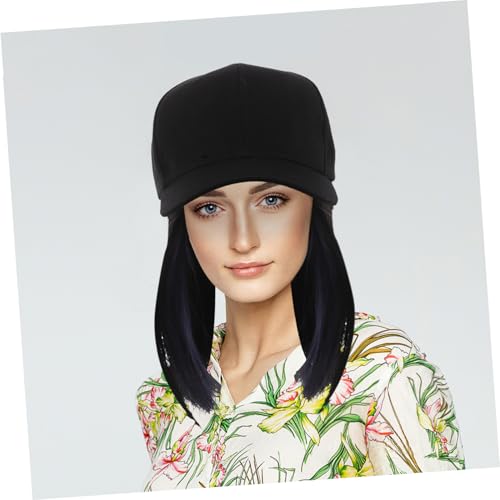 ETHZZLE Baseballcap Damen mit Integrierten Haarverlängerungen Verstellbare Kappe mit Stylischem Ohrdesign Modische Baseballmütze in Schwarz mit Natürlichem Schwarz blau Farbverlauf von ETHZZLE