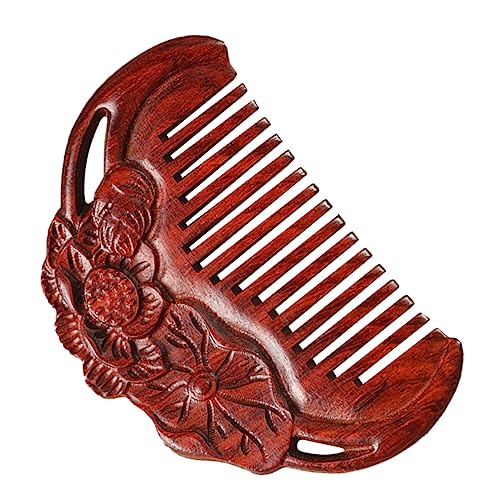 ETHZZLE Breiter Holzkamm aus Natürlichem Kleinen Padoukholz Antistatisch zur Kopfhaut Entwirrender Kamm für Damen und Herren Glatte Oberfläche Handgefertigt für Zuhause und Reisen von ETHZZLE