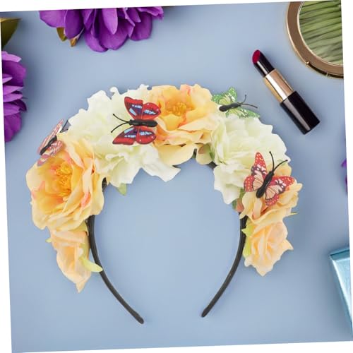 ETHZZLE Schmetterlings-stirnband Für Damen Mit Blumen-kopfschmuck Halloween-accessoire Tea-party-stirnband Aus Kunstblumen Mexikanischer Kopfschmuck Für Damen Kopfschmuck Aus Kunstblumen von ETHZZLE