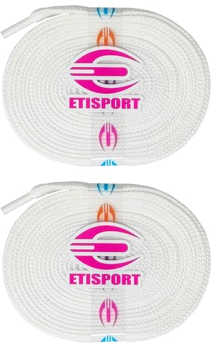 Paar Professionelle Flache Schlittschuhbänder, für Eis, Kunst- und Inline-Skates. Strapazierfähig. (Weiß, 3 m | 118 in) von ETISPORT