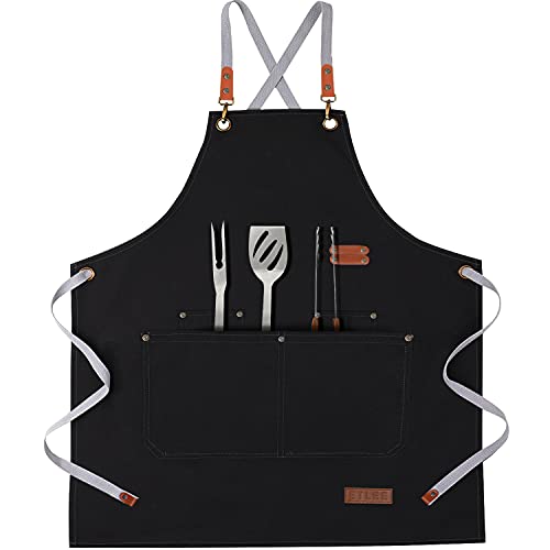 Grillschürze Für Männer, Leinwand Kochschürze Herren mit Taschen und Verstellbarem Gürtel Geeignet Für Küche Grill Handgemacht Backen Geschenke für Männer oder Papa Grillschürze Für Männer, Leinwand Kochschürze Herren mit Taschen und Verstellbarem Gürtel Geeignet Für Küche Grill Handgemacht Backen Geschenke für Männer oder Papa von ETLEE