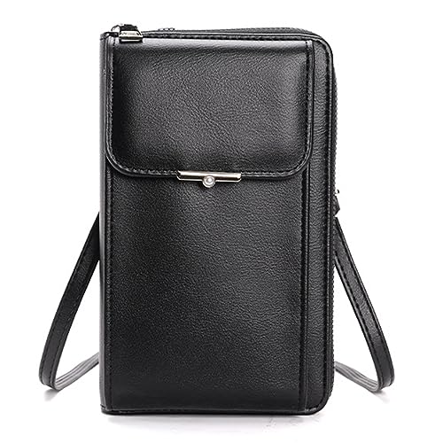 ETORRY Damen Handy Umhängetasche PU Leder Crossbody Bag Damen Handytasche zum Umhängen mit Verstellbarem Riemen Kartenschlitze und Münzgeldbörse. (Black) von ETORRY