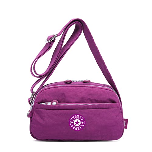 ETORRY Damen Nylon Umhängetasche Leichte Lässige Schulter Handtasche Geldbörse Schultertaschen Handtaschen. (Fuchsia) von ETORRY