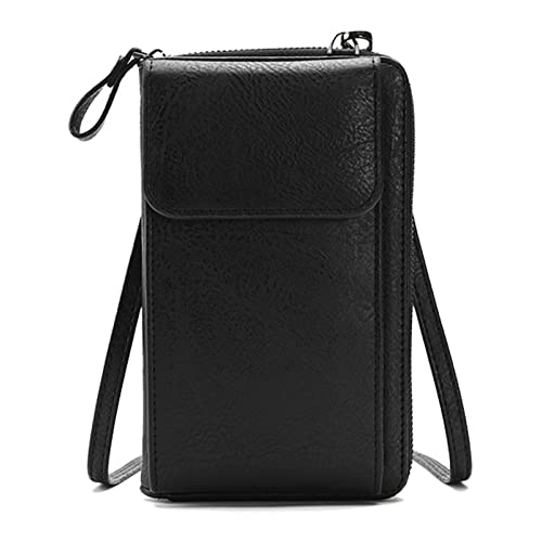 ETORRY Handytasche Zum Umhängen Damen, Multifunktionale Crossbody Geldbörse PU Leder Schultertasche mit Kartenfächer Handy Umhängetasche RFID Schutz Verstellbar Schultergurt. (Black1) von ETORRY