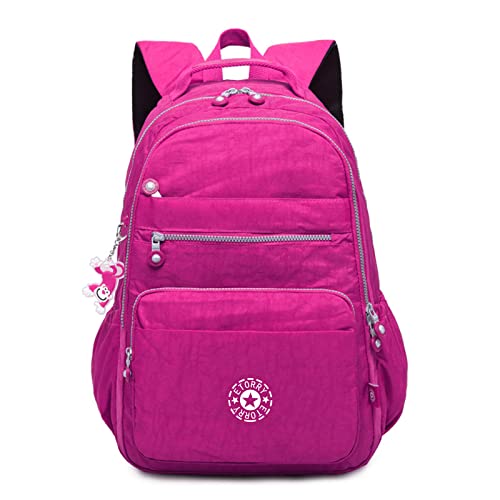 ETORRY Schulrucksack Damen Licht Wasserdicht Groß für Uni Reisen Sport Job Freizeit mit Anti Diebstahl Tasche und Laptopfach. (Wine Red,Small) von ETORRY