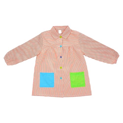 ETREXONLINE Malschürze für Kinder 5-6 Jahre in der Schule, Bastelschürze für Kinder mit Knopf, Schürze für Schule und Handwerk - Orange von Etrexonline