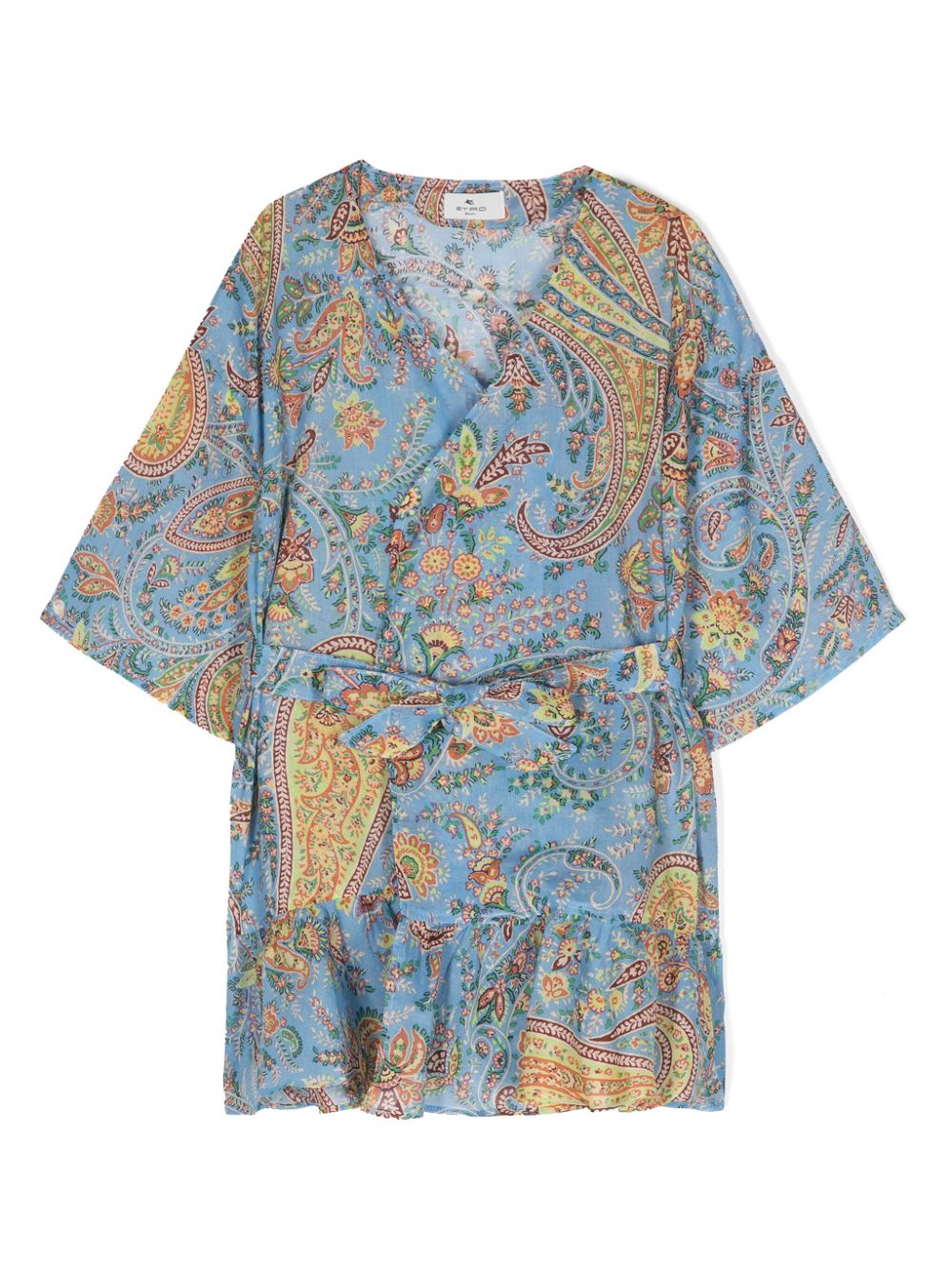 ETRO KIDS Gewickeltes Kleid mit Paisley-Print - Blau von ETRO KIDS