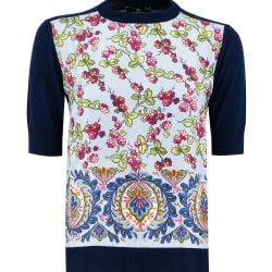 Blauer Damen-strickpullover Mit Paisley-seideneinsatz Von Etro von ETRO