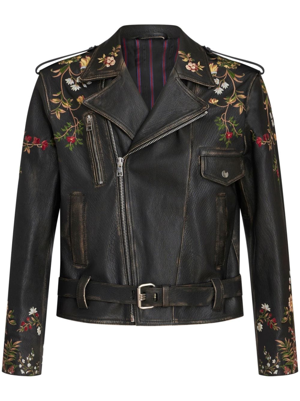 ETRO Bikerjacke mit Blumenstickerei - Schwarz von ETRO