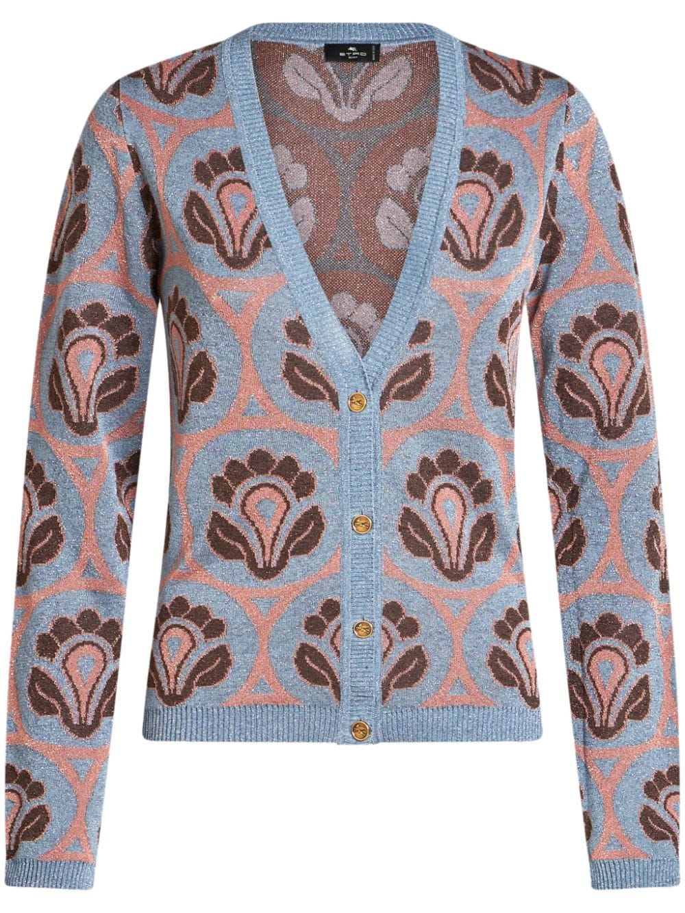 ETRO Blumenjacquard-Cardigan mit V-Ausschnitt - Blau von ETRO